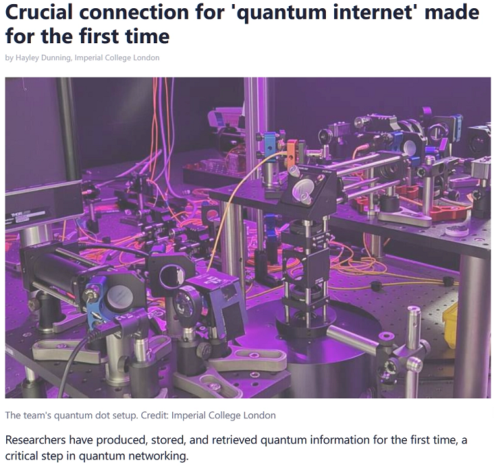 英德两国研究人员通过常规光纤传输量子数据，首次实现量子互联网关键连接